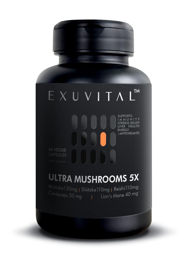 5 Mushroom Complex – Lion’s Mane, Reishi, Cordyceps, Maitake & Shiitake – Immune Support, Energy & Stress Balance – Vegan, Non‑GMO, Gluten Free – 60 Capsules (2‑Month Supply)