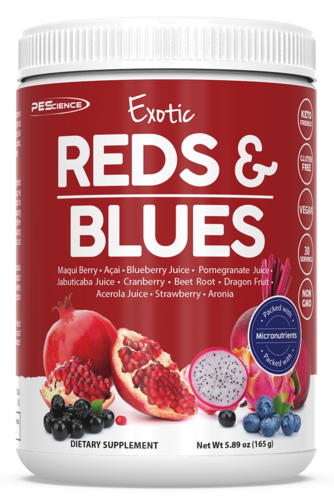 PEScience Reds & Blues Superfoods Powder, 30 services, Myo-Inositol 补充品, 甜菜根粉, 石榴和 Acai 提取剂, 冷冻-干抗氧化剂水果混合物