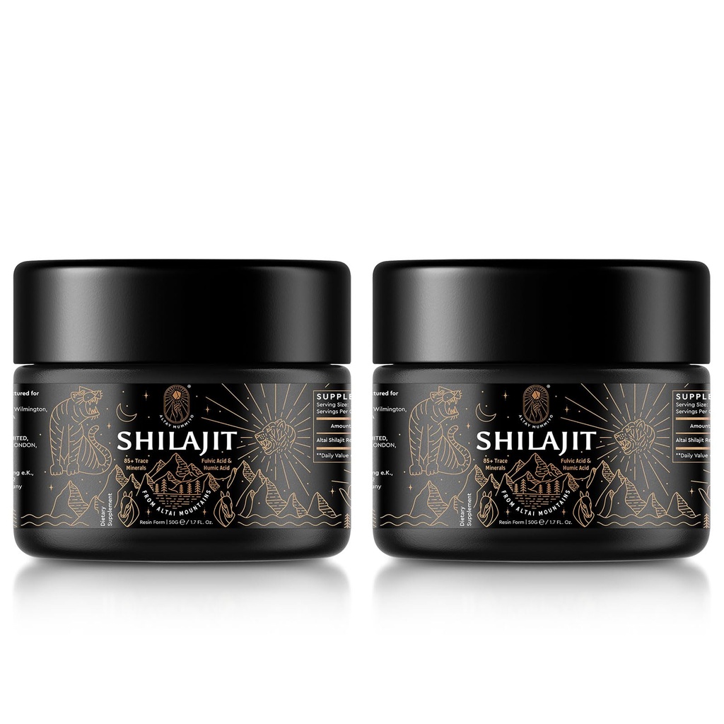 Shilajit Resin with Fulvic Acid & Trace Minerals, 原西伯利亚 Shilajit Prure 配有 85+ Humic Acid 补充 能源和免疫系统- 100 service / 50g (2 Pack), Gel