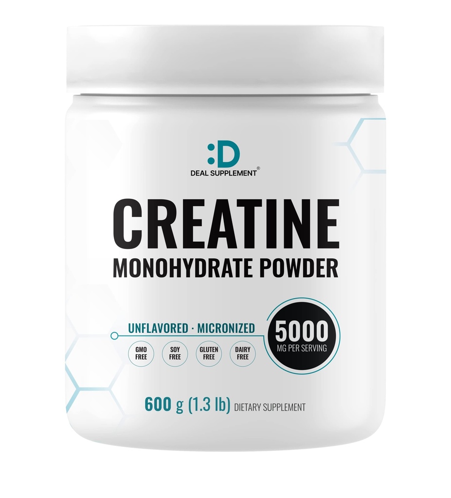 即时Creatine Monohydrate Powder, 5g per service – 120 services → Micronized, Unforward, Fast Absorbbing Form → 支持力量,动力和高强度训练 → Vegan, Keto, 非GMO