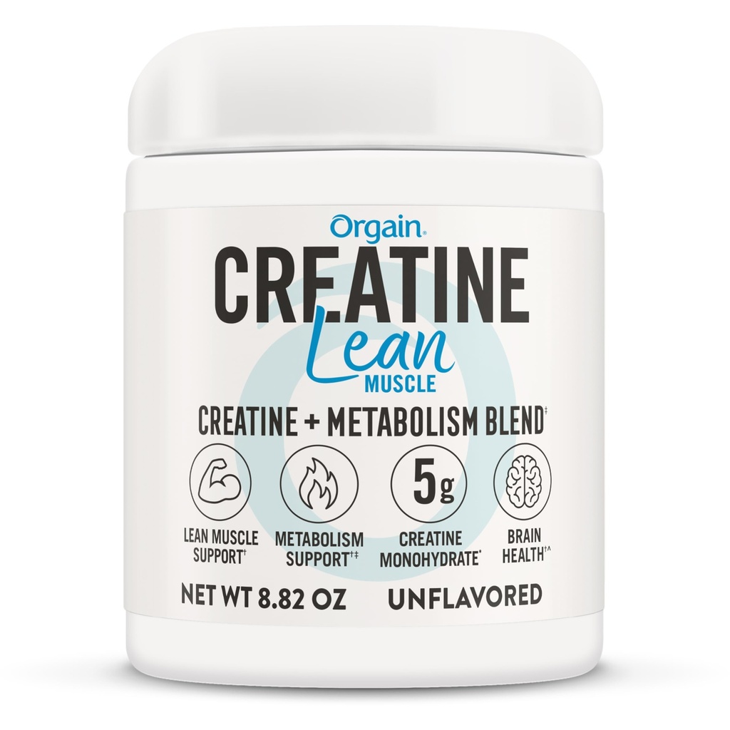 或者再加微量化的Creatine 单水合物 Lean Muscle Powder 含有代谢物混合剂,无味药,50种服务,支持肌肉力量和脑健康,没有乳制品或大豆,Gluten Free, Vegan