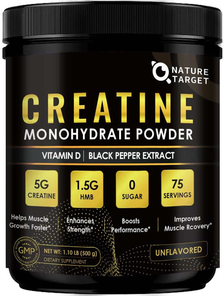 Micronized Creatine Monohydrate for Women and Men, Creatine Powder for Men-Women for Improve Performance and Strength, Support Muscle Growth and Workout Recovery, 6.5g per Servings, 75 Servings