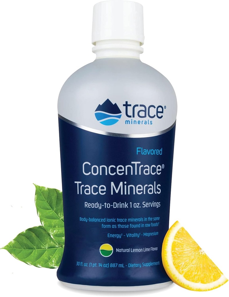 Trace Minerals Concenttrace - 配有镁和维生素C的液态矿物补充剂 - 配有白葡萄和柠檬汁的饮食补充剂 - 天然柠檬莱姆Flavor,30 fl oz(30 series)