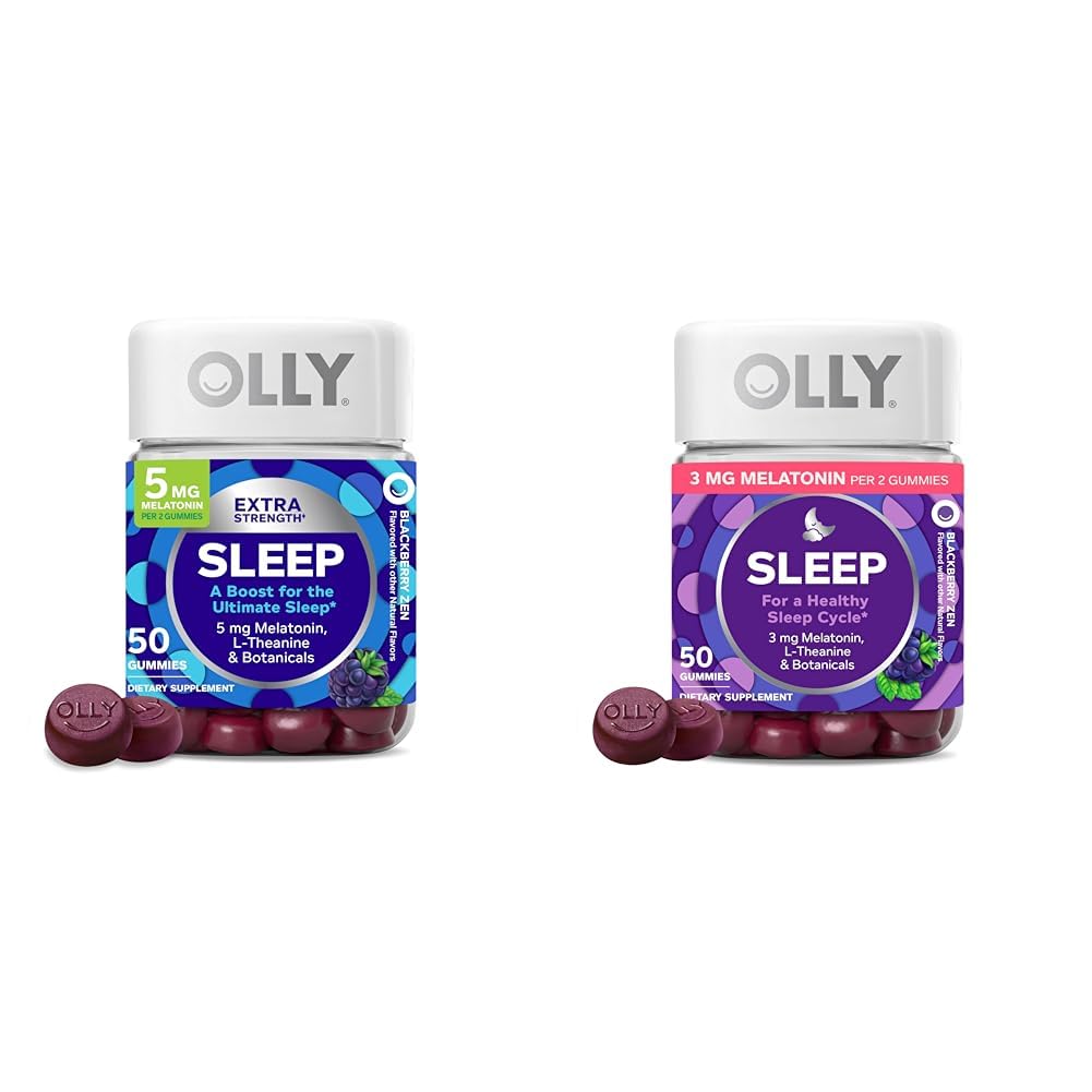 OLLY 超强睡眠 5mg Melatonin 50cmt & 休息睡眠 Melatonin Gummy 50cmt - 黑莓 Zen - L- Theanine, Chamomile & Lemon Balm 睡眠援助