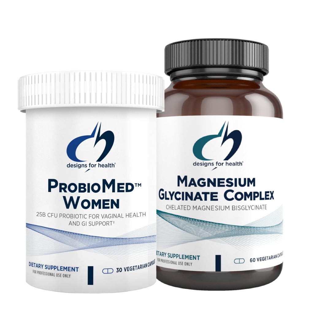 健康镁和妇女Probiodle-ProbioMed Women(30盖) Gut 健康与阴道Probiotic 与甘化镁复合物(60盖) 高级吸收镁