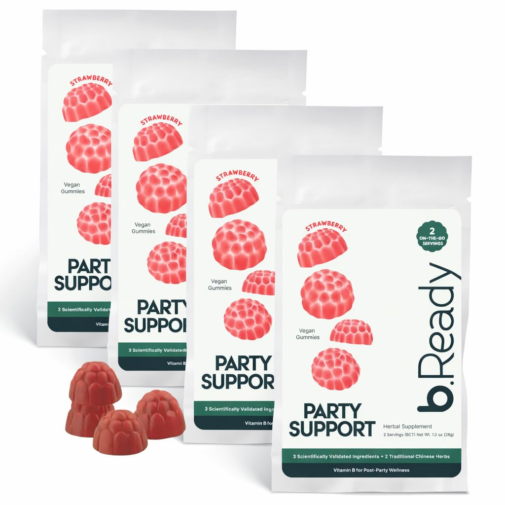 b.Ready Hangover Relief Morning Recovery Gummies for Post-Celebration Wellness, Milk Thistle Hangover Prevention Formula| Vegan Gummies Better Than Patches (32 Counts)