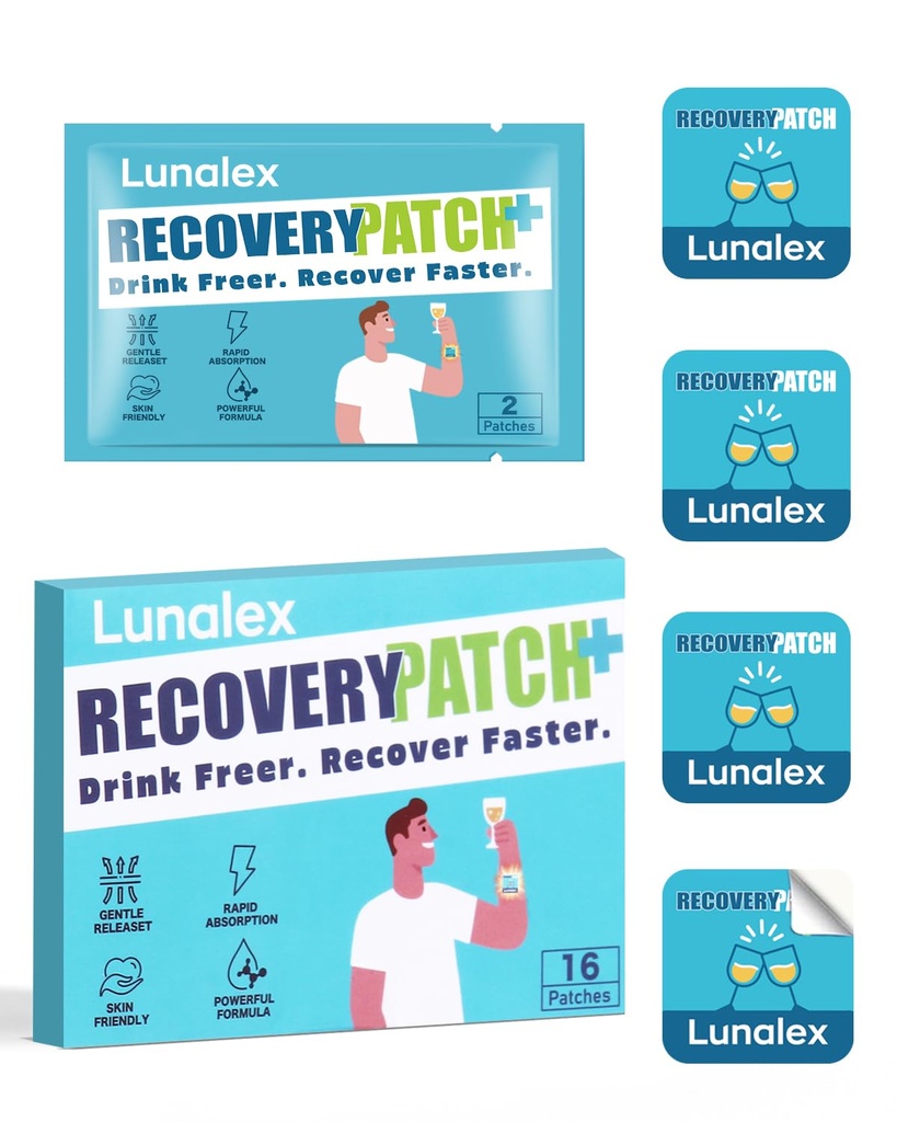 Recovery Patch 16 Pack - Wake Up Refreshed & Balanced After Celebration - Plant-Based Formula for Morning Wellness - Bachelorette & Wedding Party Favors - 2 Patches per Sachet, Waterproof