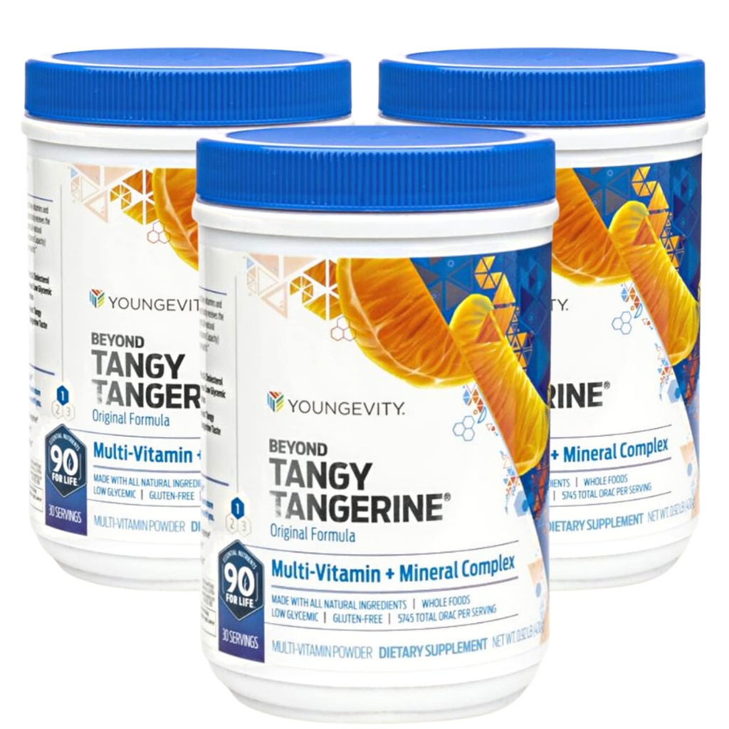Youngevity Beyond Tangy Tangerine - Original Formula | Multi-Vitamin & Mineral Complex | Made with Natural & Whole Foods | 5,745 ORAC | 3 Pack