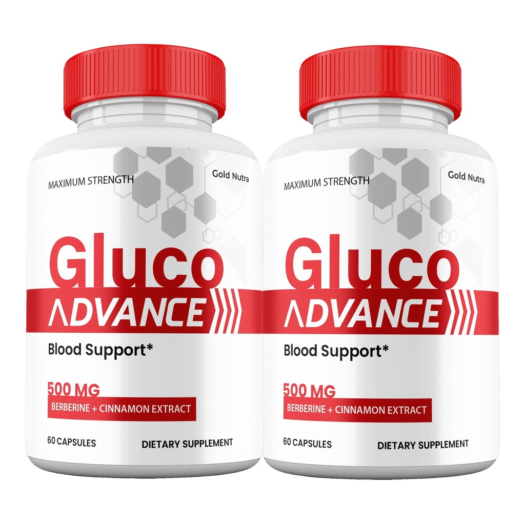Gluco Advance Capsules, Official Premium All Natural Ingredients, Maximum Strength Pills GlucoAdvance Advanced Supplement for Men and Women Vitamins (2 Pack)