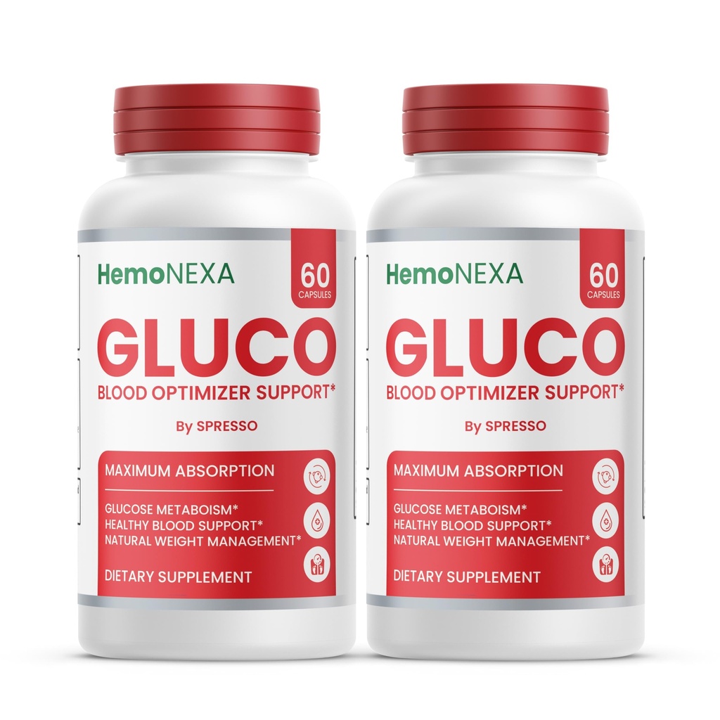 (2 Pack) Gluco Blood Optimizer Capsules, Official Gluco Blood Optimizer Supplement with All Natural Ingredients, All Natural Maximum Strength Formula for Daily Health Support (120 Count)