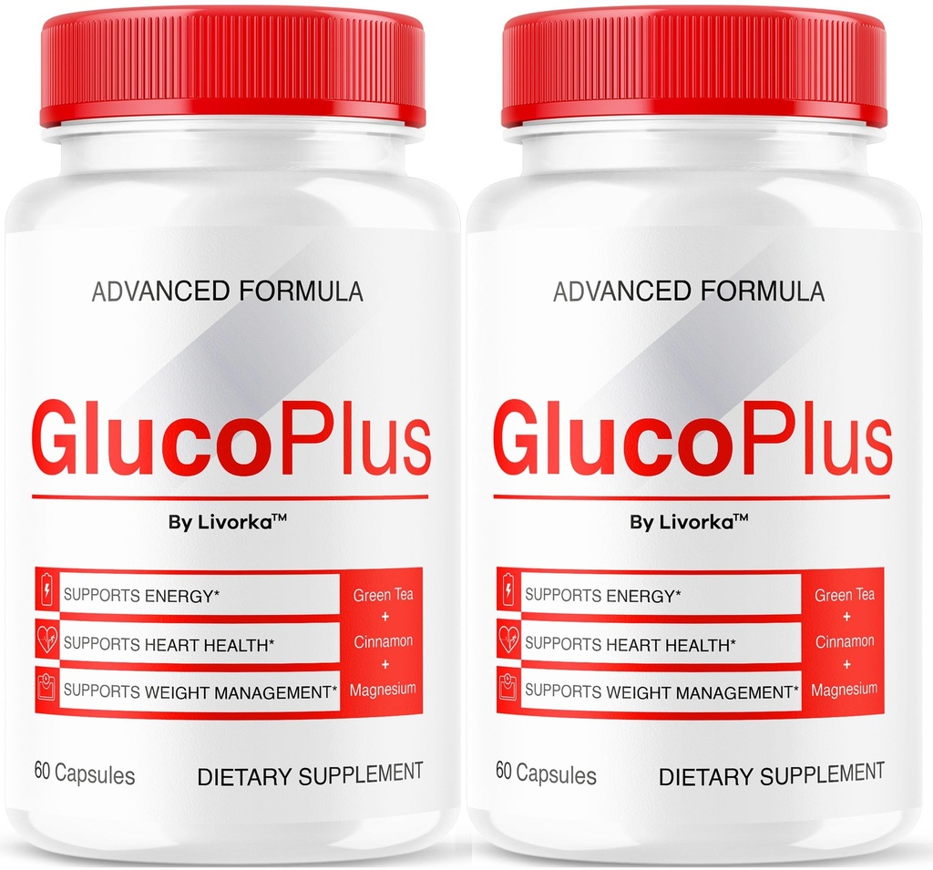 (2 Pack) Gluco Plus Capsules - GlucoPlus Pills Formula Support, GlucoPluss Premium Advanced Formula All Natural Ingredients, Glucoplus Wellness & Overal Health Reviews, 120 Capsules for 2 Months