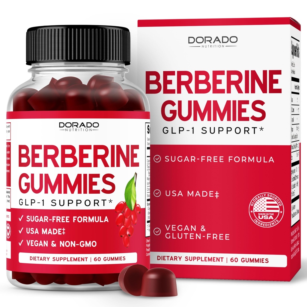 Berberine Gummys配锡兰桂(1,200mg) 白莲桂(Premium Sugar-Free Berberine Ceylan Connamon) 成人增产 - 第三方测试,非GMO & 在美国制造 - 60 Counter Chewable Gummys