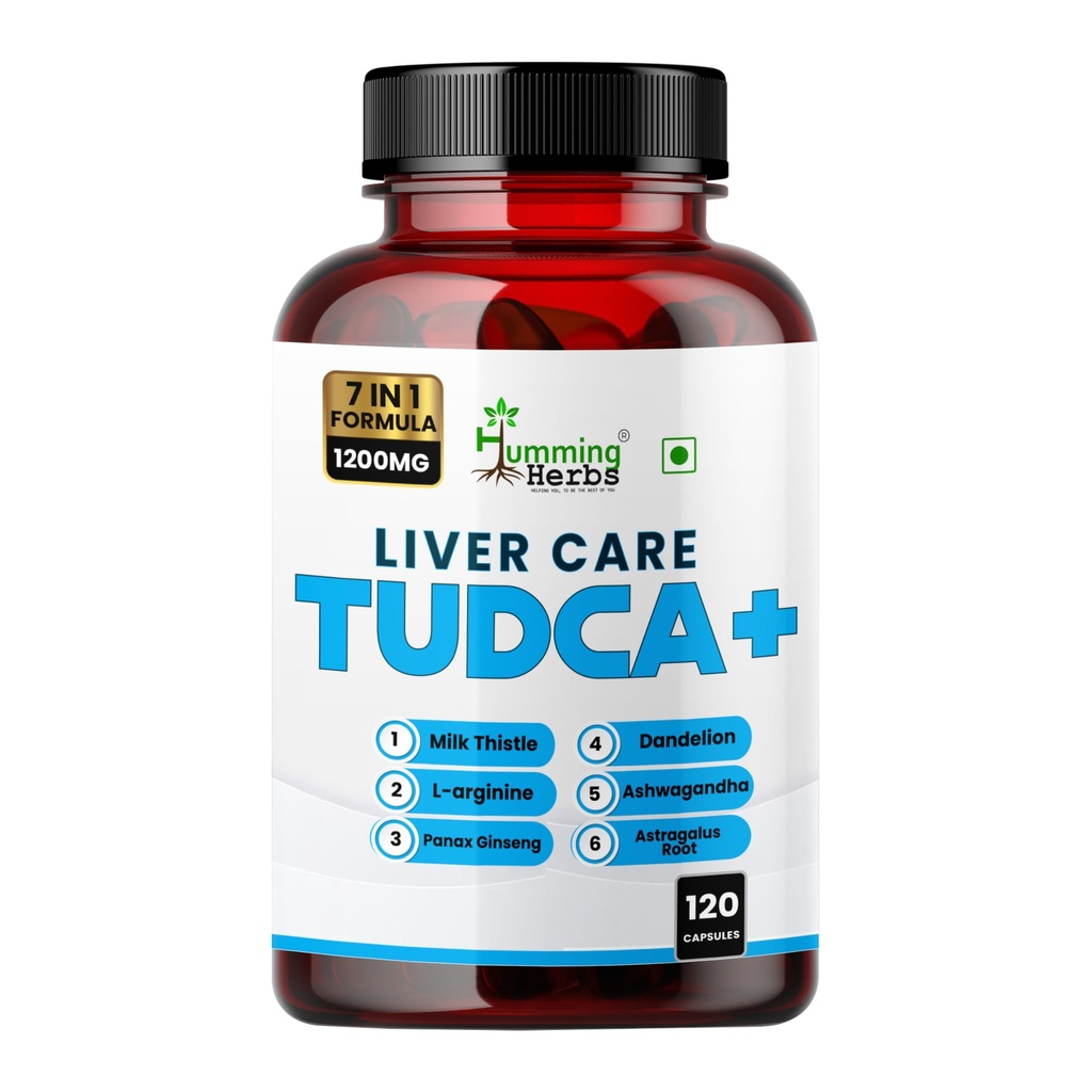 Humming Herbs TUDCA 7in1 配有 牛奶硝酸盐, L-Arginine, Ashwagandha, Dandelion, Astragalus 根根 120 卡普勒斯