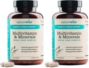 NatureWise Multivitamin for Women + Stress Support with Organic Whole Foods & Natural Minerals-B-Complex+Vitamin C+D3 K2 for Immunity,Hair,Skin & Nails-Non-GMO-60 Capsules[30-Day Supply], (Pack of 2)