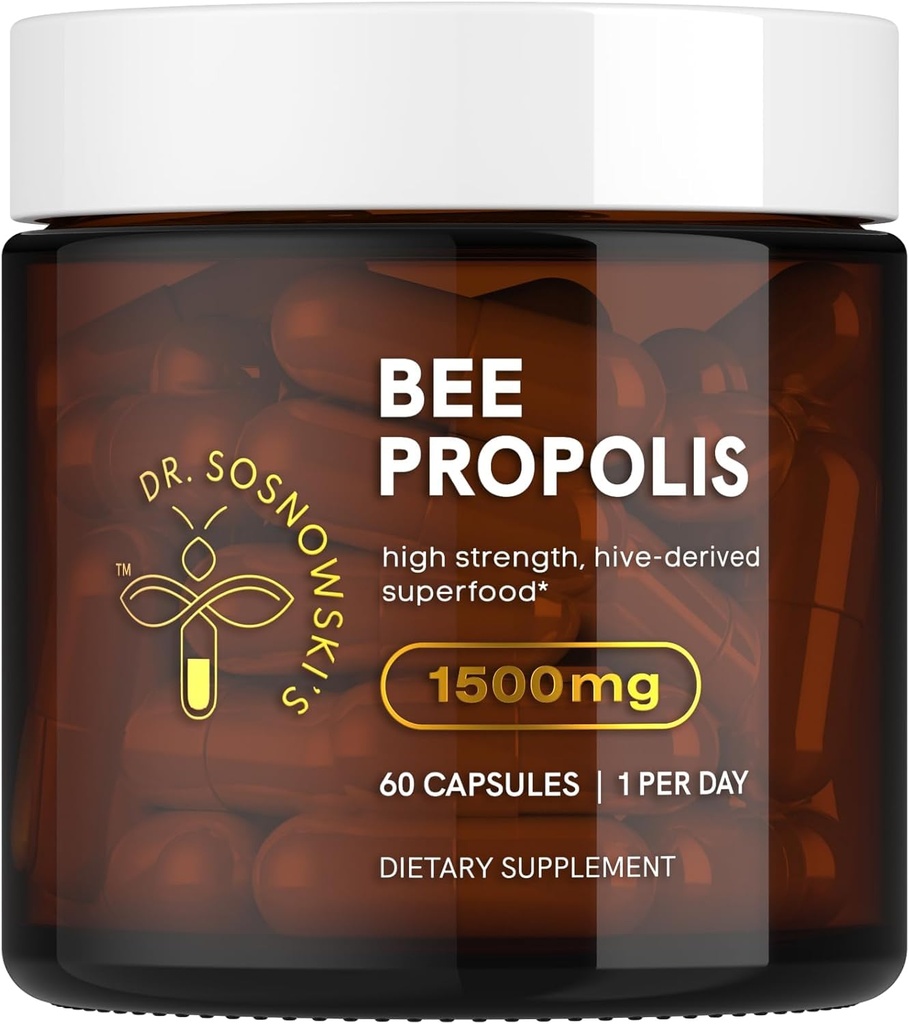 索斯诺夫斯基博士的蜜蜂Propolis 1500mg highpotency 蜂巢衍生的超级食物,蔬菜卡普勒斯,60 Counter QQ 2个月供应量