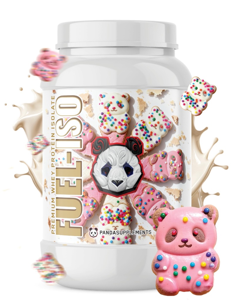 Underground Bio Labs Panda Supps - Panda Fuel ISO Premium 100% Whey Protein Isolate for Men and Women with 25g Protein and 0 Sugar (Panda Cookies)