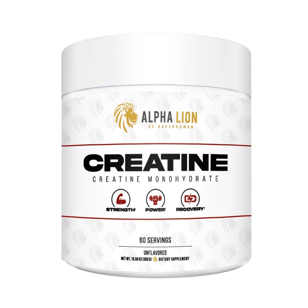ALPHA LION CREATINE 单水合物粉, 5000mg per service(5g), 支持肌肉力量, 力量, 运动性能,纯 Creatina Monohydrata en Polvo 补充(60 services, 不受欢迎)