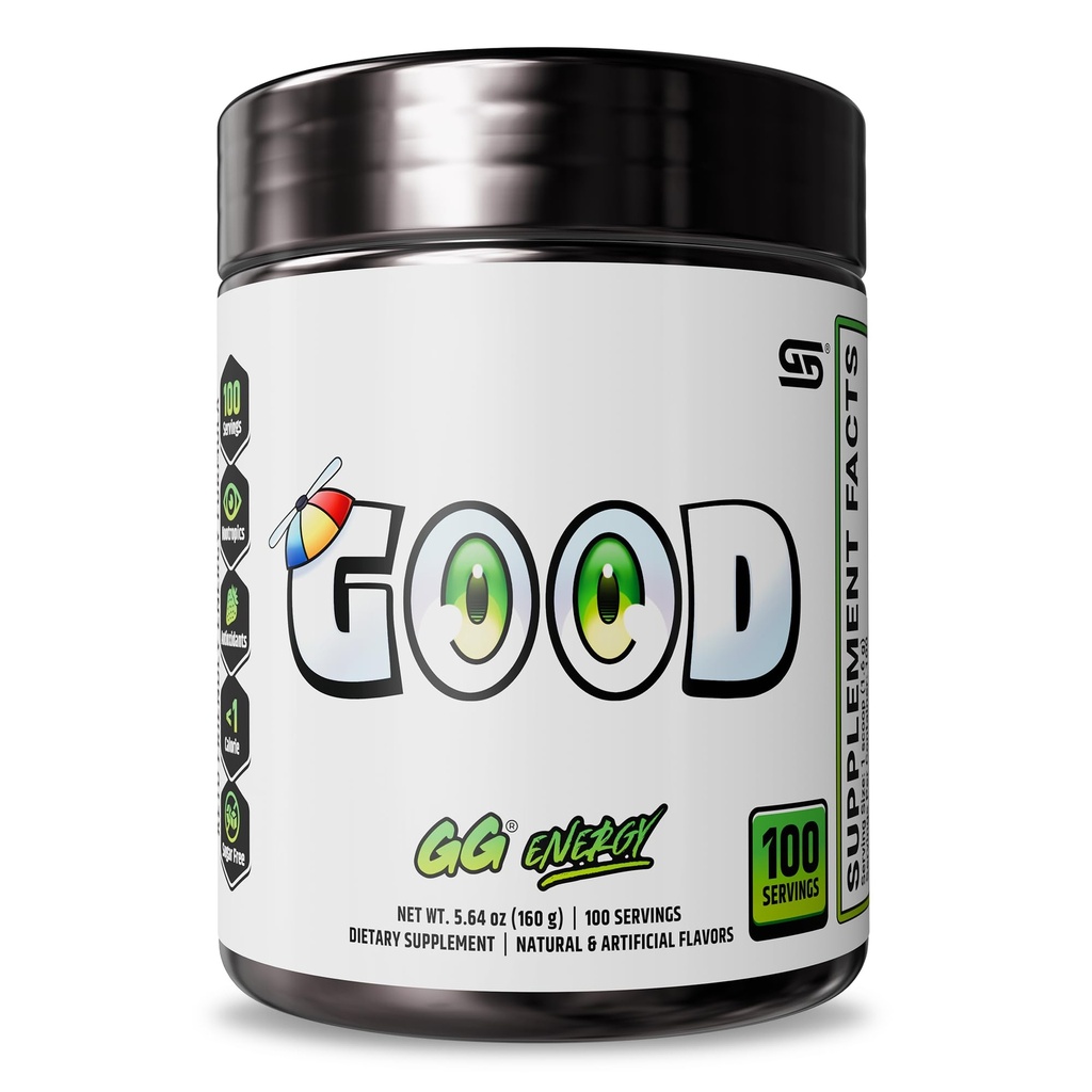 Gamer Supps GG Energy - Good by SMii7Y (100 Servings) - Keto Friendly Gaming Energy and Nootropic Blend, Sugar Free + Organic Caffeine + Vitamins + Immune Support, Powder Drink