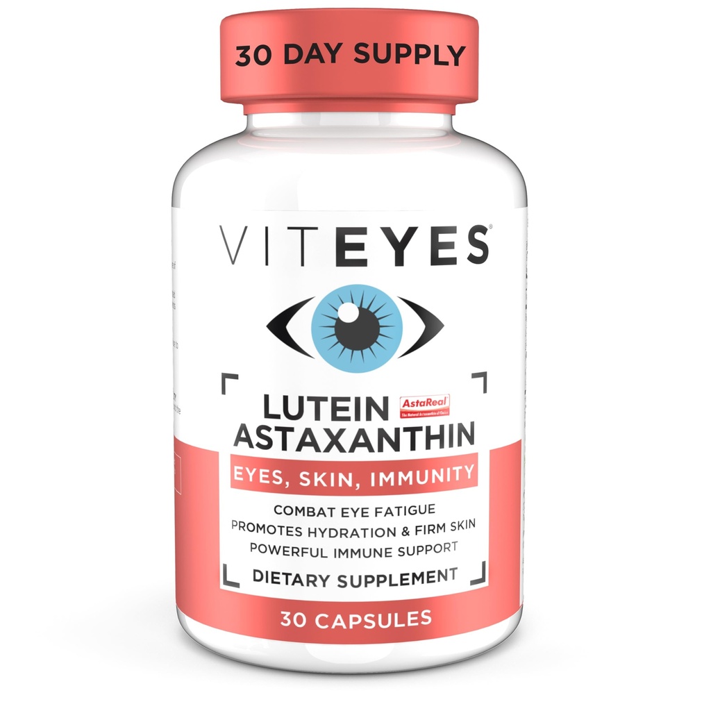 Viteyes Lutein & Astaxanthin – Relive Eye Fatigue, Hydrate & Firm Skin,蓝光保护,免疫支持,20 mg Lutein, 4 mg Astaxanthin, 眼维生素, 博士信任的品牌, 30 capsules