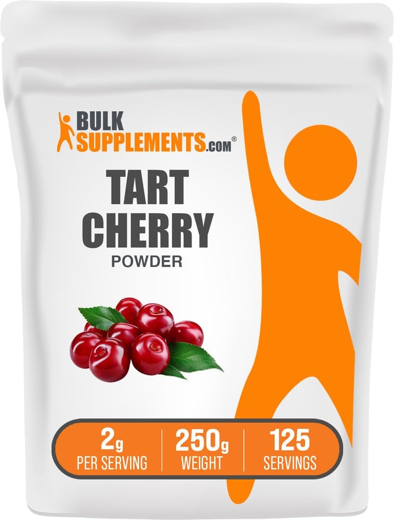 BulkSupplements.com Tart Cherry Powder - Fruit Powder, Tart Cherry Supplements - Antioxidant Source, Gluten Free & No Added Sugar, 2g per Serving, 250g (8.8 oz) (Pack of 1)