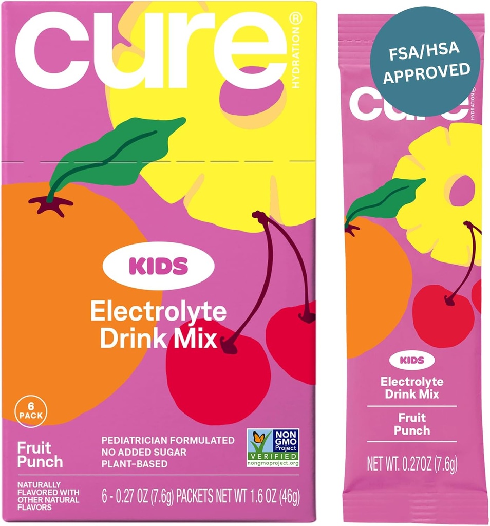 培养水分 - 儿童电解质饮料 Mix → 植物型儿科医生 配制的再水分 → 无添加糖, FSA-HSA, 非GMO, 无Gluten-free, 无人工火焰 → 6个包装盒 - 水果冲锋