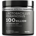 Toniiq Lactobacillus Rhamnosus – Ultra 高强度 100B CFU 与预生FOS – 延迟释放 Capsules – 第三方实验室测试 – 60 Capsules