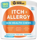 Dog Allergy Relief Chews — Anti-Itch Skin & Coat Supplement: No Fillers, Just Flavor - Itchy Skin Relief Treatment w/Omega 3 Fish Oil - Itching&Paw Licking - Dry Skin&Hot Spots - BBQ Chicken