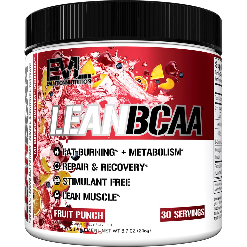 兴奋剂自由 Lean BCAA 粉剂 - Evlution 营养 BCAAs 氨基酸 配有CLA Carnitine 和 2:1:1 支链氨基酸 支持肌肉复苏 脂肪燃烧和代谢 - 果汁