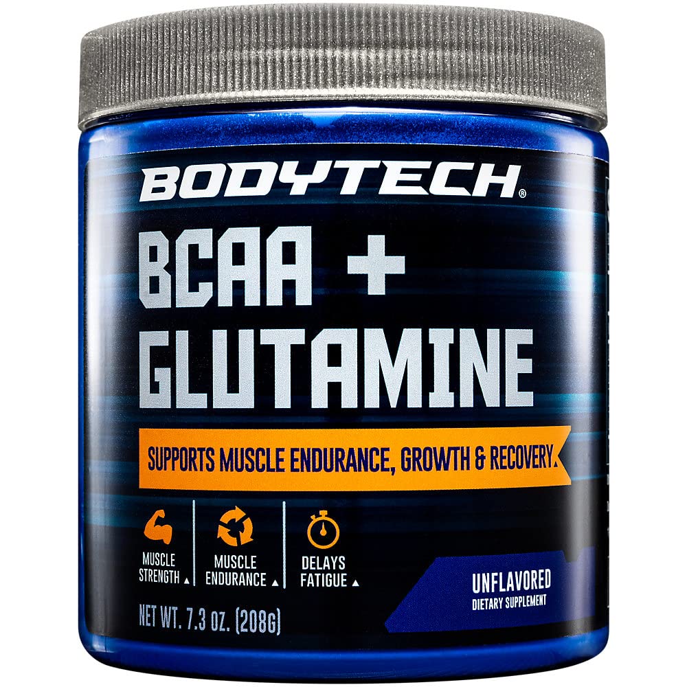 含有维生素C、L Glutamine & More、对男女的基本前置或后置氨基酸的肉质技术 BCAA + Glutamine 粉末,未味,7.3 Oz,30种