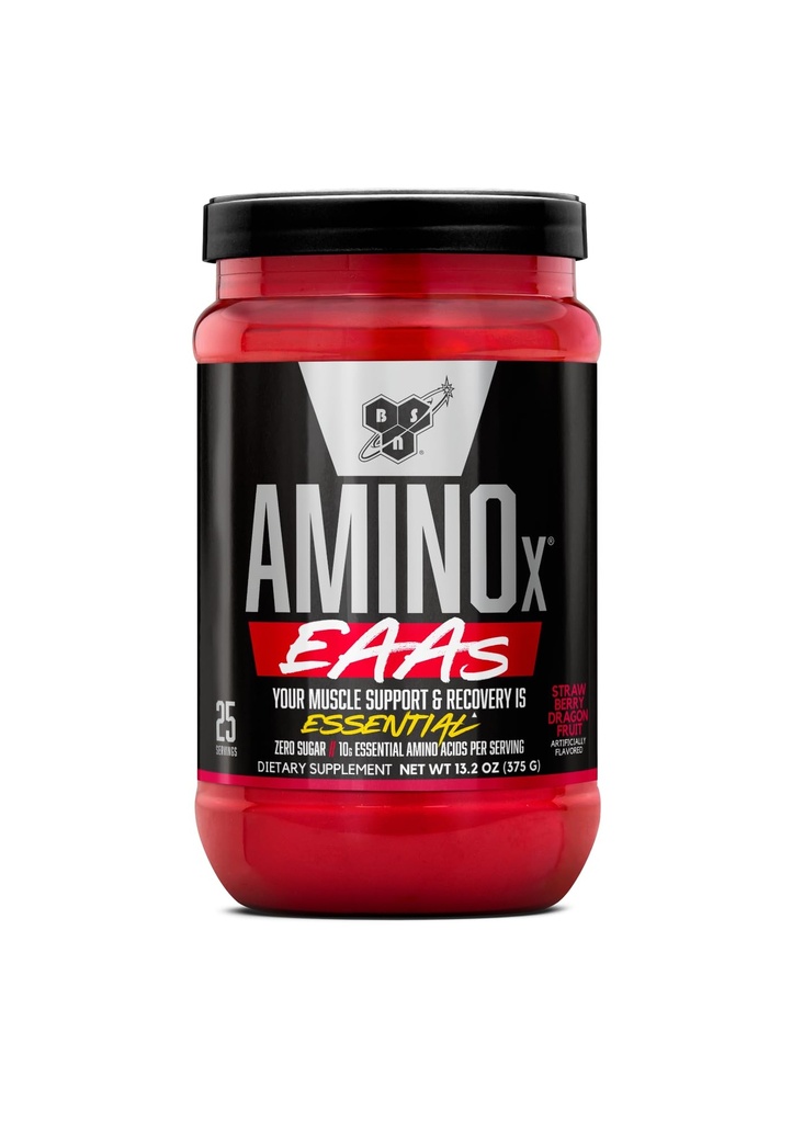 BSN 氨基X EAAs,肌肉恢复和耐力,10g 基本氨基酸,5g BCAAs,零糖,无咖啡因,草莓龙果,13.2oz,25种服务品