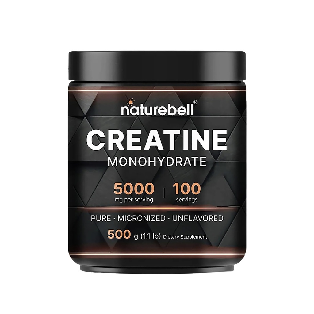 NatureBell Creatine 单水合物粉末 - 500g - 微粉末 - 交付5000mg Creatine per service - 工作前或工作后支持 * - Vegan & Keto 友好 - 不受欢迎