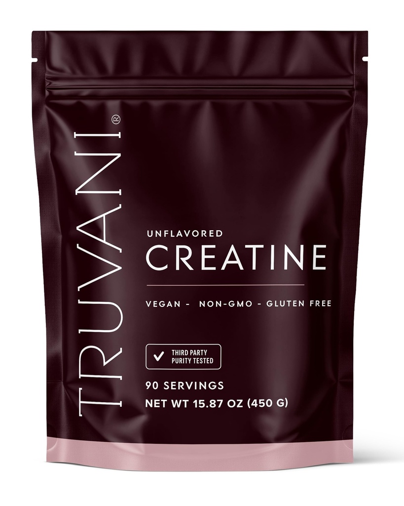 Truvani Creatine 单水合物粉末 5g 纯Creatine per Service 第三方测试 90 Service 支持力量和细胞能量 没有填充器 女性和男性