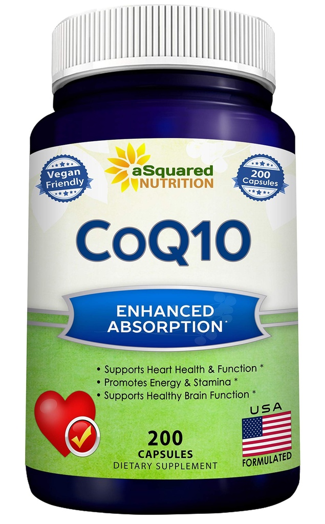 aSquared Endoxidant CoQ10(400mg Max Striights,200 Capsules) - 高吸收 Vegan Coenzyme Q10 Powder - Ubiquinone 补充药丸,外抗氧化剂 CO Q-10 酶 维生素片,Coq 10 400 mg
