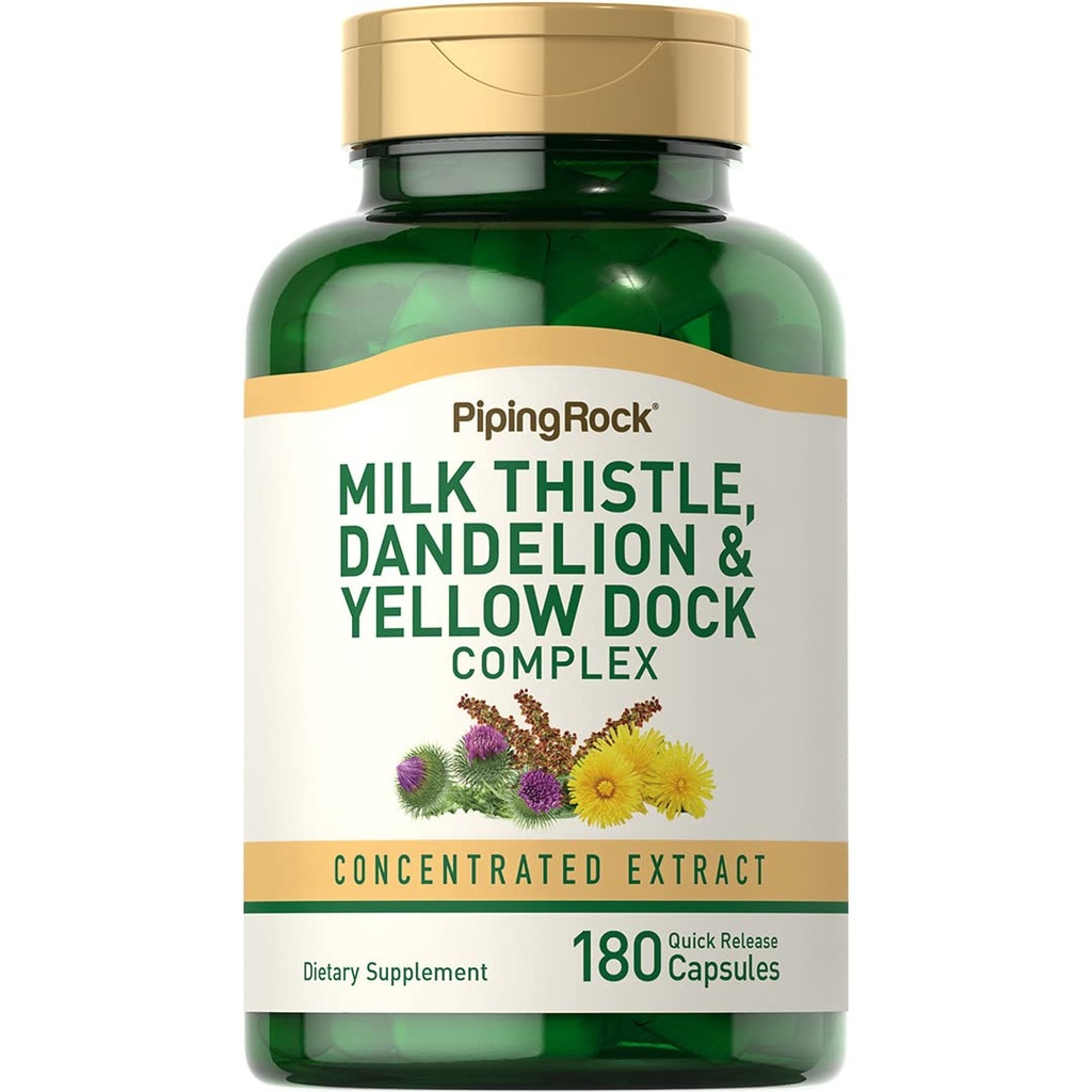 Pipping Rock Milk Thetle, Dandelion & Yellow Dock 180 Capsules 专注提取复合体 → Non-GMO, Gluten 免费补充