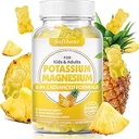 软熊 成人的无糖钾 镁 辅料 Vitamin B6 CoQ10 助力 Cramps 肌肉健康 Vegan Pineapple Flavor 60 Gummys