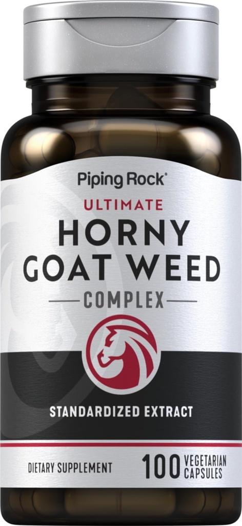 Piping Rock Horny Goat Weed for Men | 100 Capsules | 100 Capsules | 终极复杂提取 补充 | Vegetarian, Non-GMO, Gluten Free