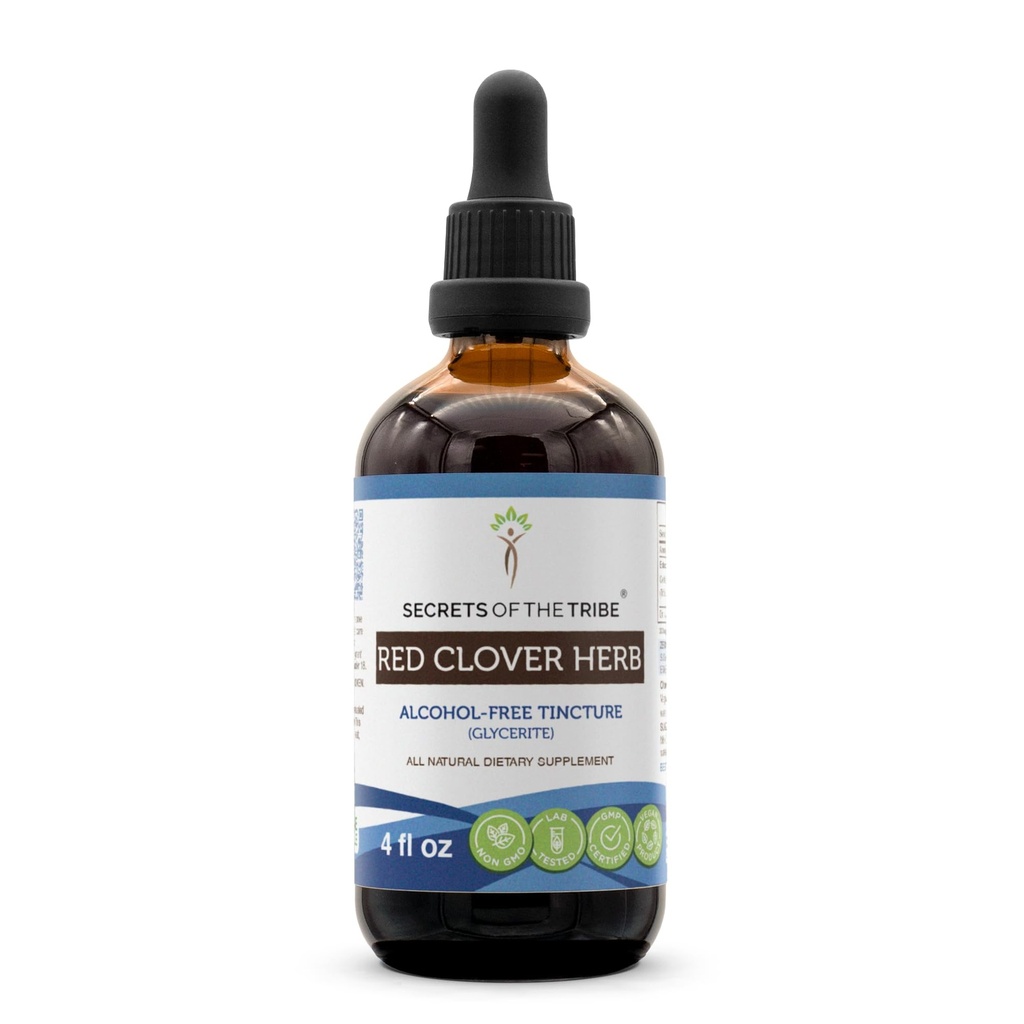 Red Clover Herb USDA 有机丁香 酒精-FREE 提取,高概率草药滴 由100%认证的 有机丁香 红色 Clover Herb (Trifolium Pratense) 干叶和花序 4 oz 制成