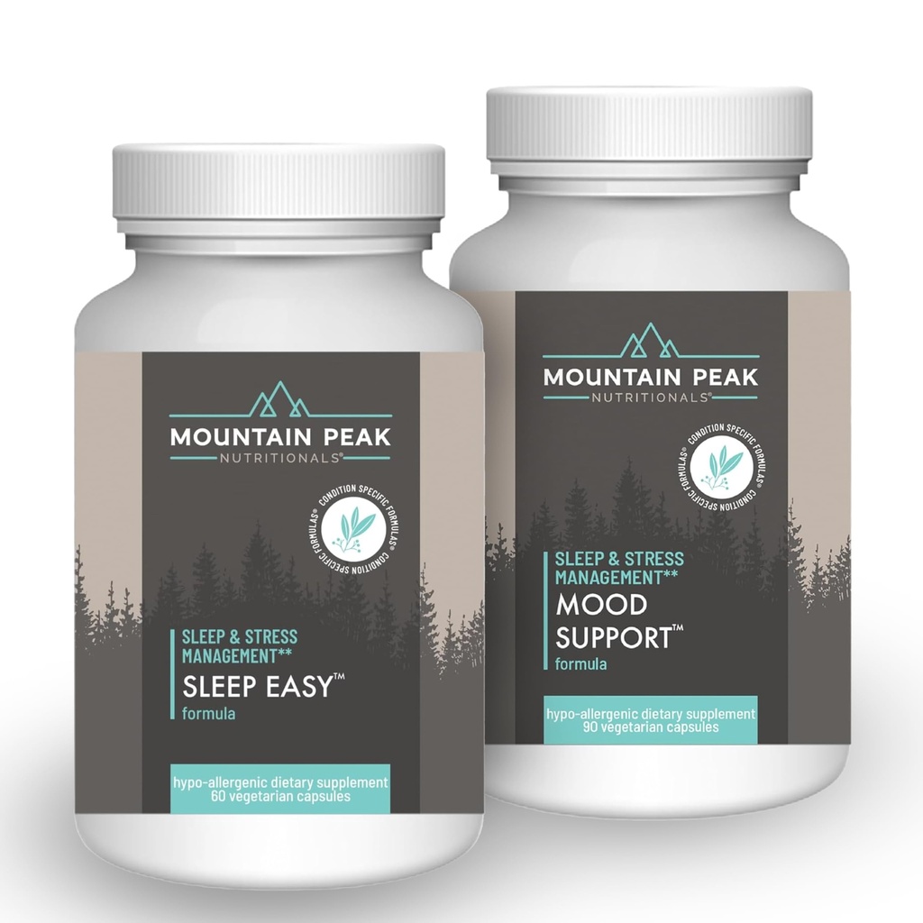 Mountain Peak Nutritionals Sleep & Mood Support Combo Pack – 5-HTP, Amino Acids, Melatonin, Magnesium & Serotonin Boosting Ingredients – Hypoallergenic Supplements for Relaxation & Well-Being