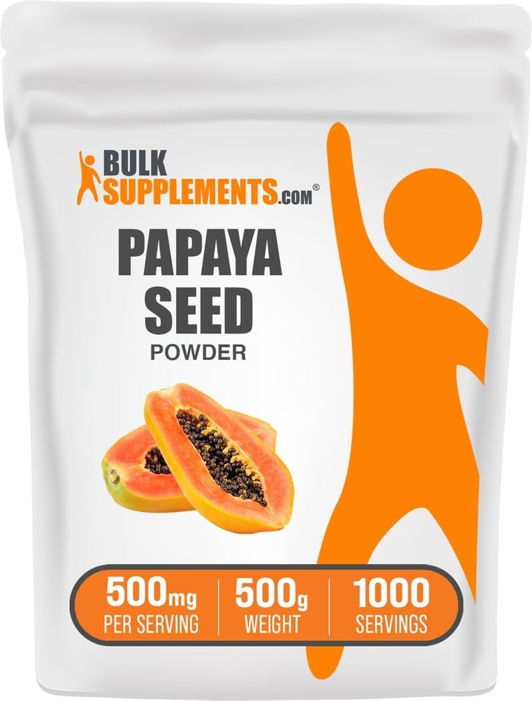 BulkSupplements.com Papaya Seed Powder - Carica Papaya Seed, Nutritional Supplement, for Digestive & Gut Support - Gluten Free, 500mg per Serving, 500g (1.1 lbs) (Pack of 1)