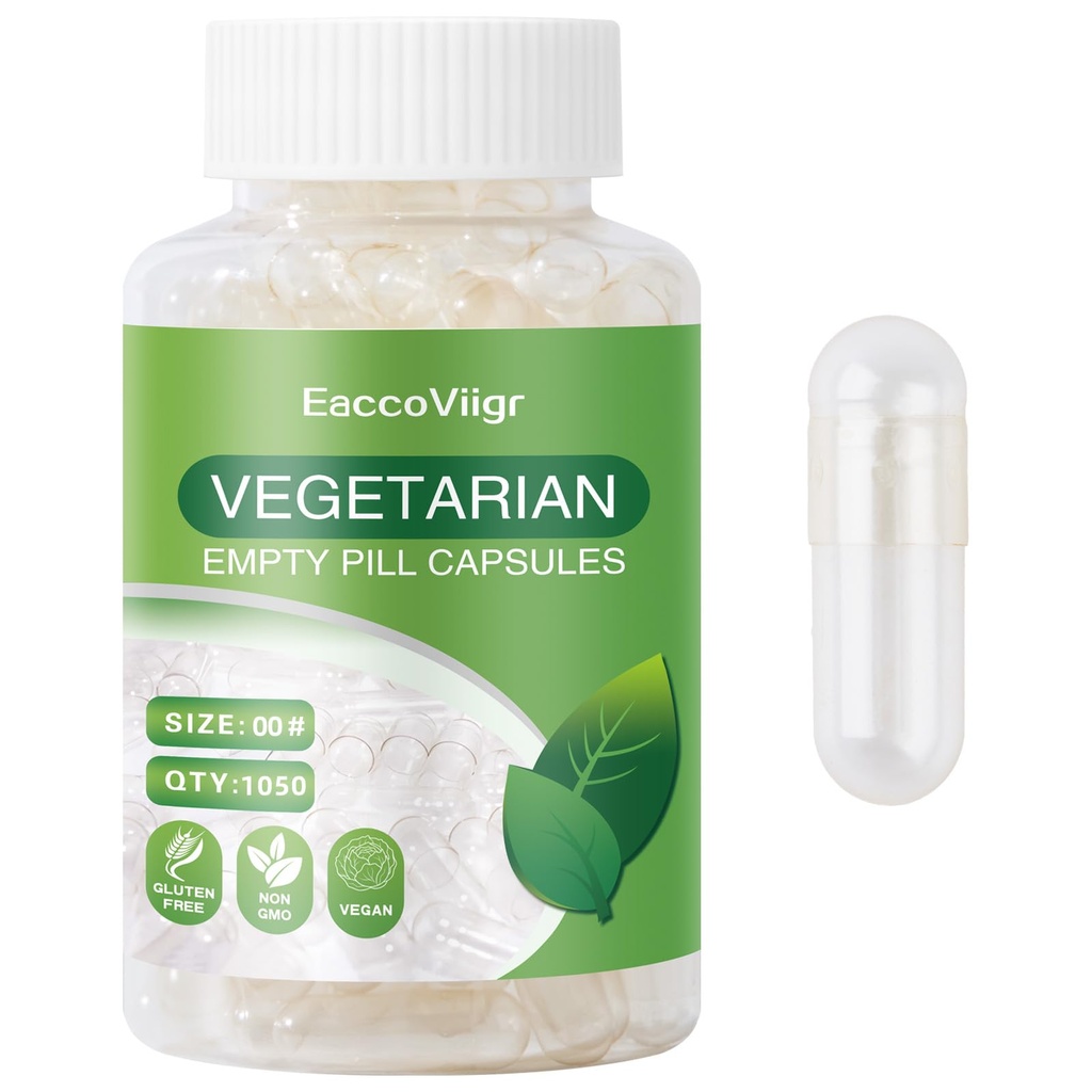 Size 00 Empty Capsules - 1050 Count Clear Empty Capsules 00 with Capsule Filling Kit, Size 00 Capsules, Fillable Vegan Capsules Empty 00, Vegetarian Capsules Size 00 for DIY Supplements