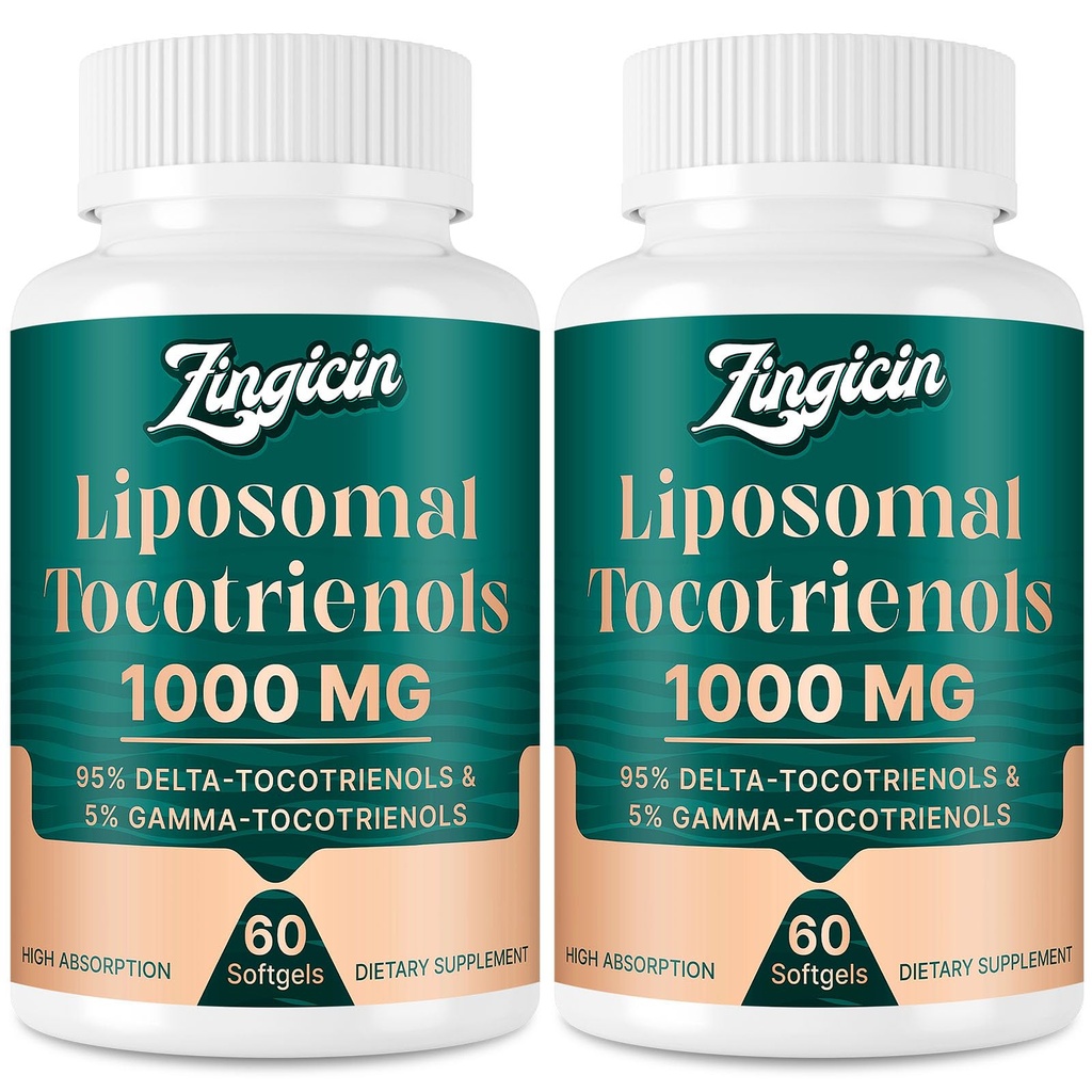 维生素E Tocotrienols - Liposomal Tocotrienols 补充1000mg,高吸附性德尔塔 Tocotrienol和Gamma Tocotrienol促进骨骼健康,以及抗氧化剂支持,120软胶