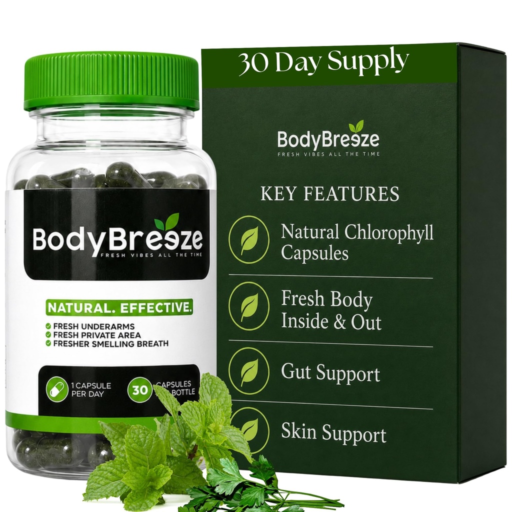 内部除臭剂补充物 天然氯苯 30 Capsules 用于体味控制, Gut Health, 和新鲜的Breath QQ Vegan, Detox Support & Skin Health 男与女