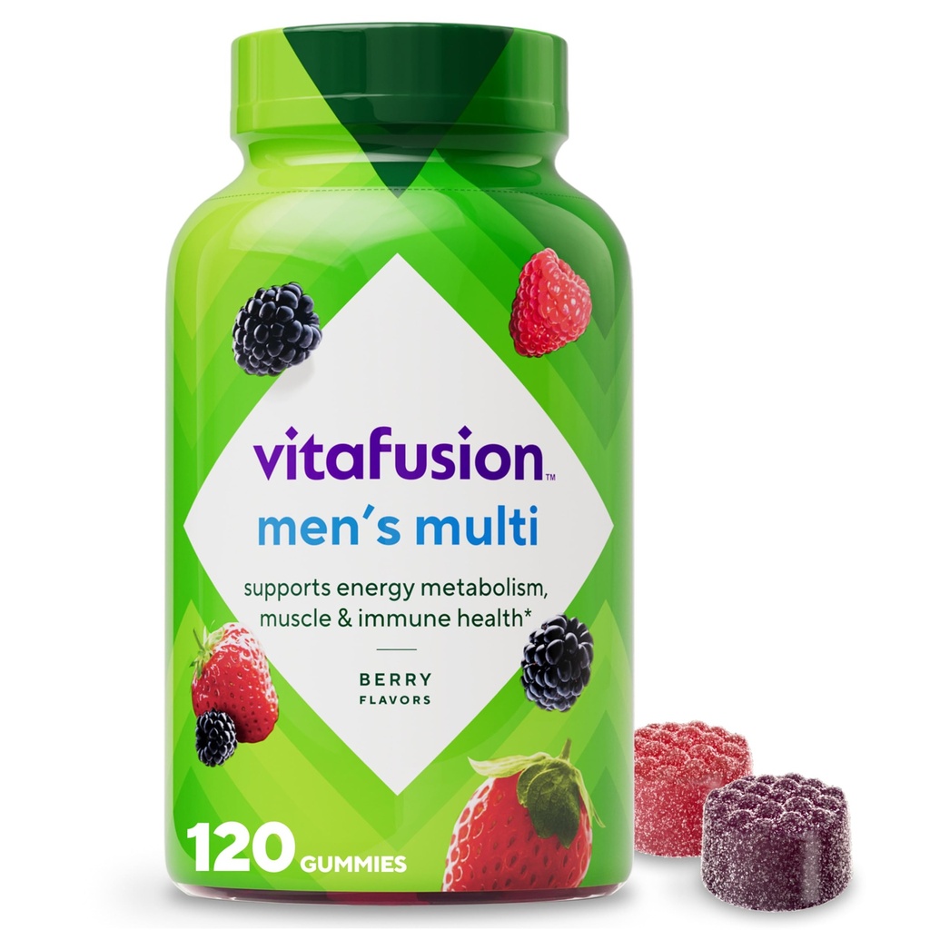 Vitafusion Adult Gummy Vitamin Supplement for Men, Berry Flavored, A, C, D, E, B6, B12, Daily, 120 Count, 60 Day Supply (Pack of 12)