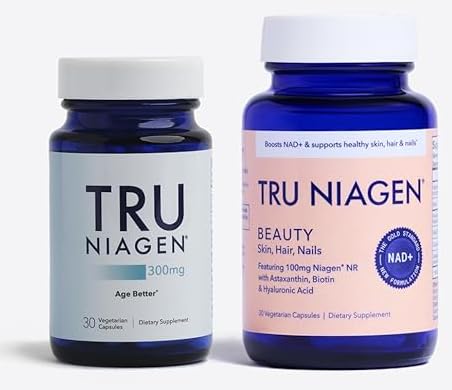TRU NIAGEN 300mg + Beauty Bundle. A Comprehensive Bundle for Daily NAD+ Support with targeted Beauty Actives for Healthy Skin, Hair, and Nails at the Cellular Level.