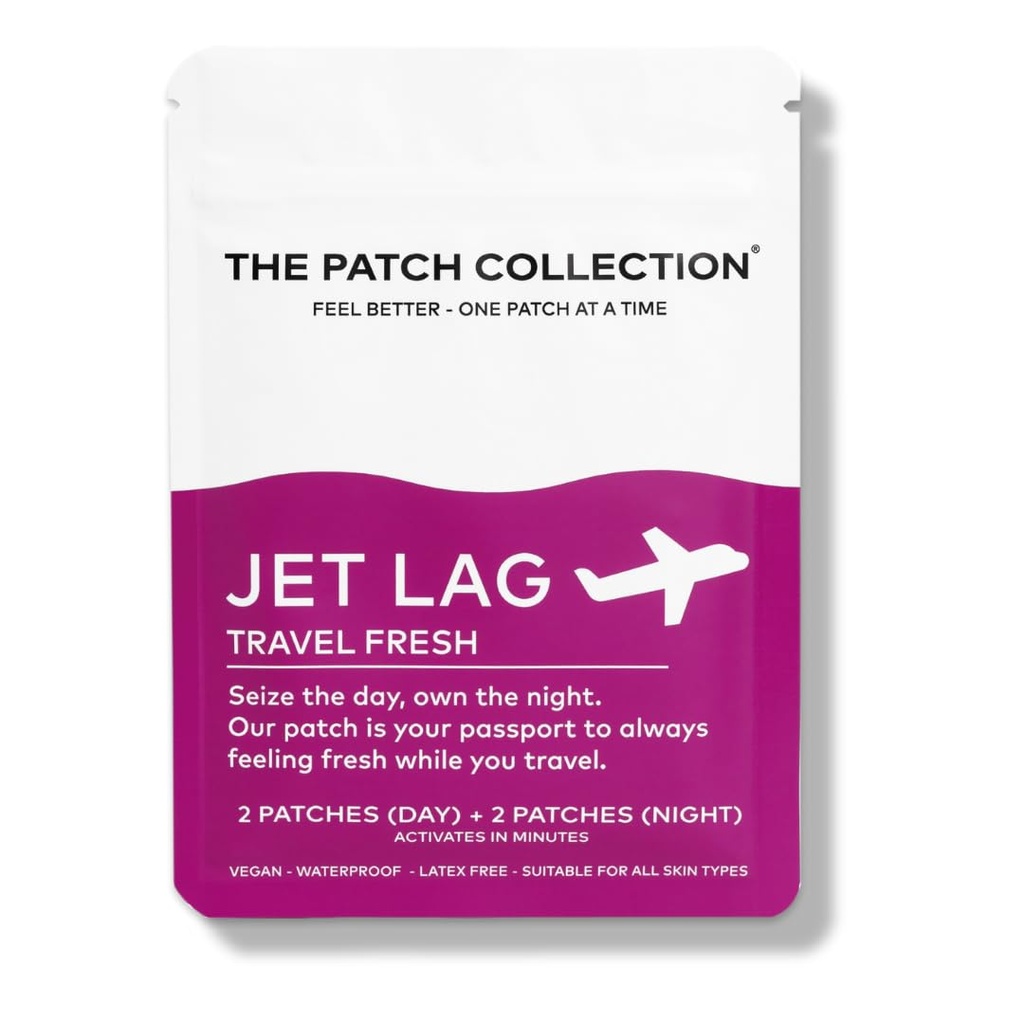 The Patch Collection® - Jet Lag Patch for Day & Night Time Zone Changes | Melatonin, Valerian Root, Passion Flower, Magnesium, Vitamin B1, B2, B3, Turmeric | 100% Natural & Vegan (Pack of 4)