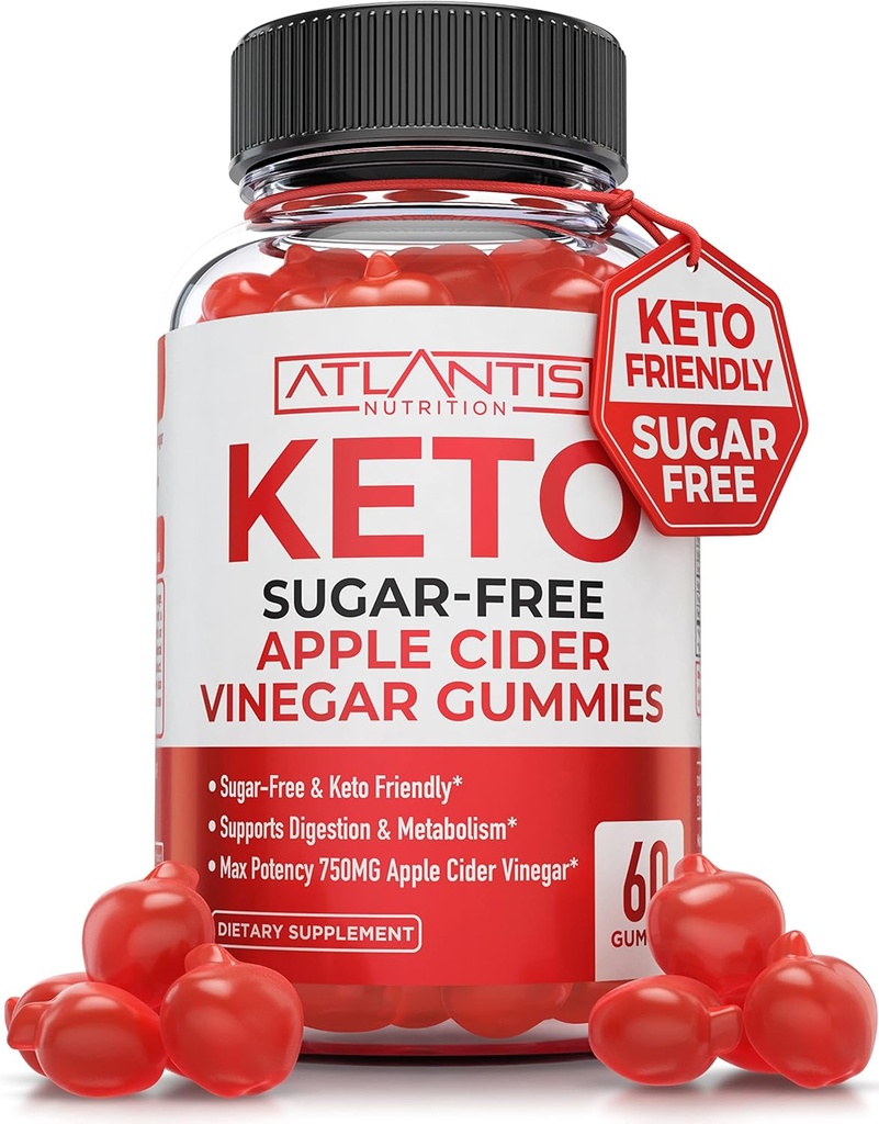 亚特兰蒂斯营养无糖 Keto ACV Gummys for Wight Loss - Apple 苹果苹果苹果 苹果葡萄酒 Vinegar Gummys 由 750MG ACV Per Service - 支持消化,重量损失,解毒和清洁 - 60 Counter