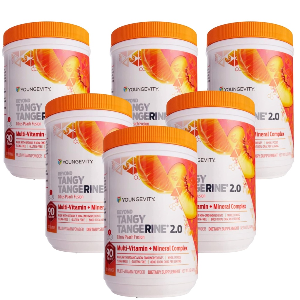 Tangy Tangerine 2.0 Citrus Peach Fusion 多种维生素和矿物综合体 -- -- 用天然和全食品制作 -- -- 8 000 ORAC(6-Pack)