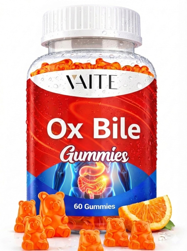 VAITE Ox Bile Gummies – 500mg Digestive Support for Gallbladder & Gut Health – Non-GMO, Sugar-Free Supplement – Helps Nutrient Absorption & Bile Flow – 60 Easy-to-Chew Bile Acid Chewables