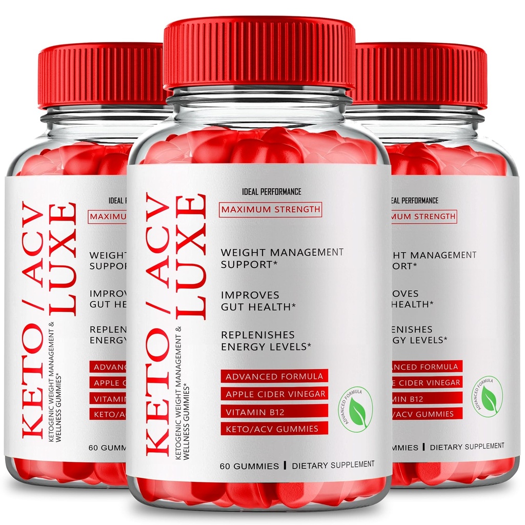 Keto Luxe + Gummies, Keto Luxe ACV Keto Supplement Gummies - Maximum Strength, Keto+ ACV Gummys, All Natural Support Formula Keto+ACV Advanced Formula, Keto Luxe Gummy Reviews (3 Pack)