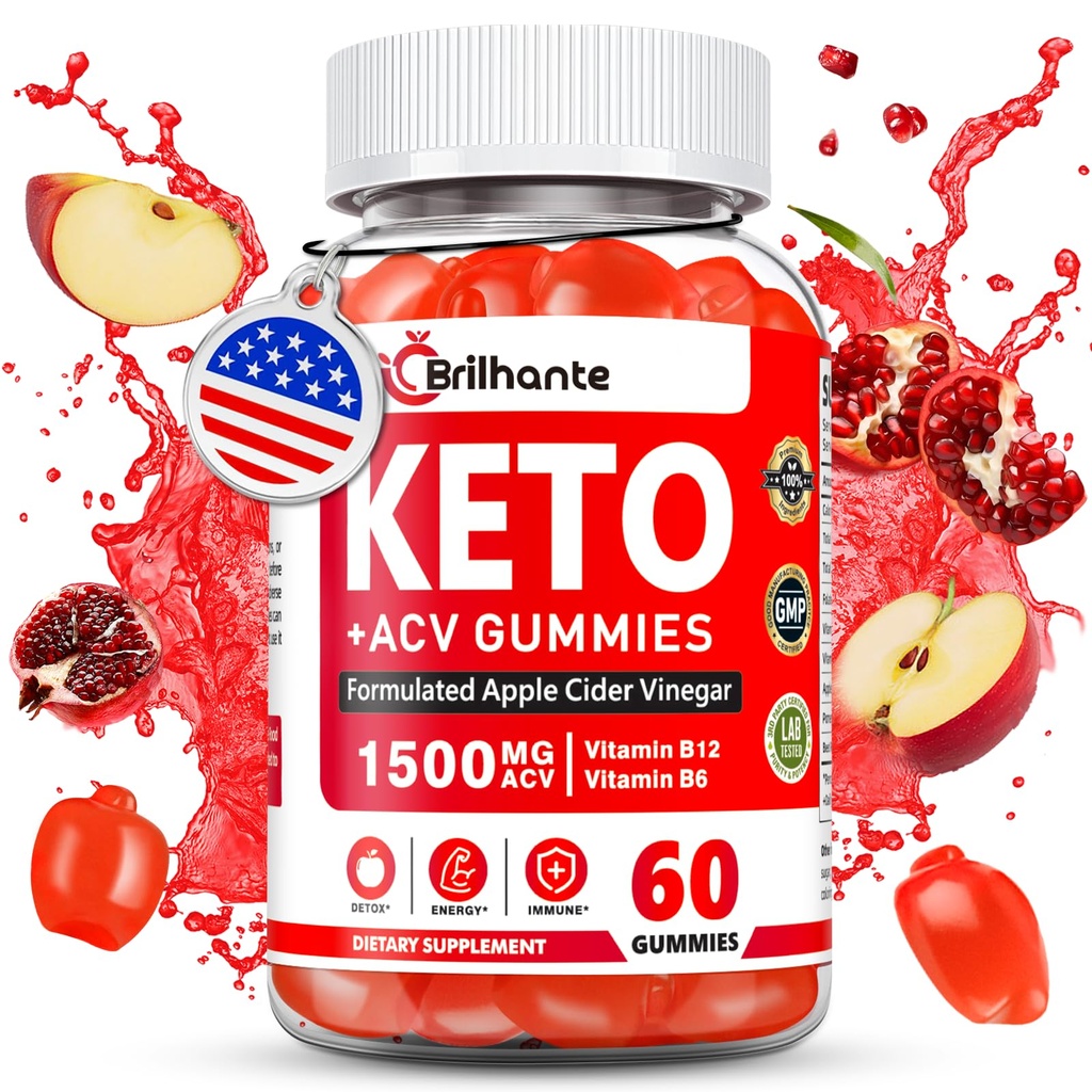 Keto ACV Gummies - Organic Apple Cider Vinegar Gummies Sugar Free,Contains Apple Cider Vinegar with Mother, Vitamin B12 & B6,Beetroot | Metabolism and Energy, Gluten-Free, Vegan-60 Count
